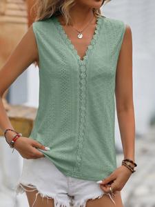 Lace Plain Casual Tank Top