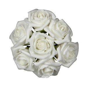 Decoratie roosjes foam - bosje van 7 st - creme wit - Dia 3 cm - hobby/DIY bloemetjes   -