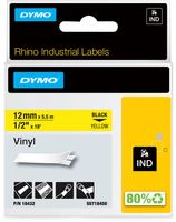 Dymo RHINO vinyltape 12 mm, zwart op geel