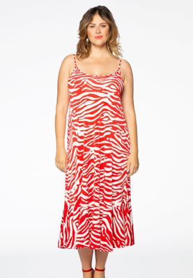Yoek Jurk spaghetti | Rood | Maat 54/56