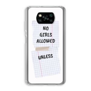 No Girls Allowed Unless: Xiaomi Poco X3 NFC Transparant Hoesje