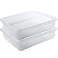 2x Voorraad/vershoudbakjes laag 2 liter transparant 24 x 20 x 6 cm