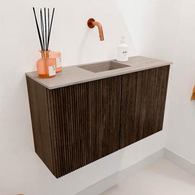 Toiletmeubel Mondiaz Joya Dlux | 70 cm | Meubelkleur Walnut | Faye wastafel Saba Wasbak Midden | Zonder kraangat(en)