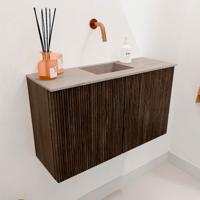 Toiletmeubel Mondiaz Joya Dlux | 70 cm | Meubelkleur Walnut | Faye wastafel Saba Wasbak Midden | Zonder kraangat(en)