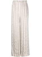 Brunello Cucinelli pantalon rayé à taille haute - Blanc