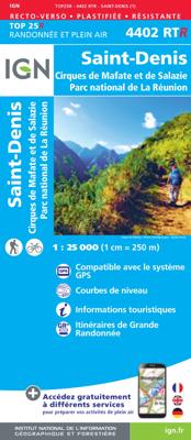 Wandelkaart - Topografische kaart 4402RTR Saint-Denis - Cirques Mafate & Salasie PN Réunion | IGN - Institut Géographique National1