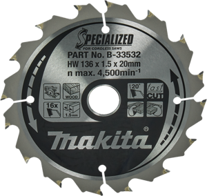 Makita Cirkelzaagblad Hout Specialized 136x20x1,5 16T