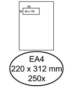 Envelop Hermes akte EA4 220x312mm venster 4x11 links zelfkl 250st