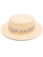 Borsalino chapeau à fleurs brodées - Tons neutres