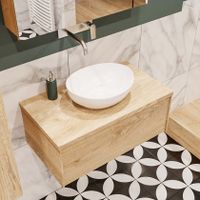 Mondiaz Lush Barco badmeubel Washed oak 80 cm 1 lade mdf 1 waskom midden zonder kraangat