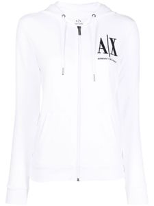 Armani Exchange hoodie zippé à logo imprimé - Blanc