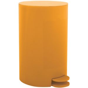 MSV kleine pedaalemmer - kunststof - saffraan geel - 3L - 15 x 27 cm - Badkamer/toilet   -