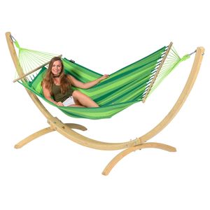 Hangmatset 1 Persoons Wood & Relax Green - Colombiaanse, Spreidstang - Groen - 120 kg - Tropilex