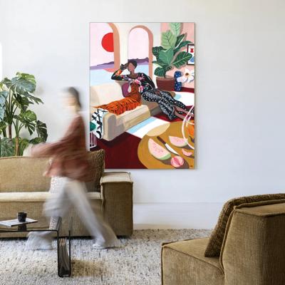 Urban Cotton Wandkleed 'Tiger Queen' 80 x 110cm in Frame - black