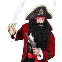 Lange zwarte piraten baard verkleed accessoire - thumbnail