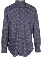 Barba chemise en coton à motif géométrique - Bleu - thumbnail