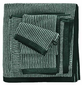 Marc O'Polo Timeless Tone Stripe Pine Green & Off White-6 x Washandjes (16 x 22 cm)