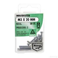 Inbusbout m3x20mm rvs 20st - Deltafix