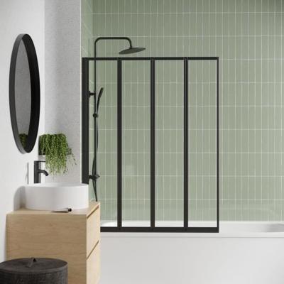 Badkuipscherm 4 panelen - GELCO - LEXIA Zwart - 110 x 140