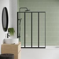 Badkuipscherm 4 panelen - GELCO - LEXIA Zwart - 110 x 140