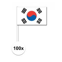 100x Zuid Korea decoratie papieren zwaaivlaggetjes   -