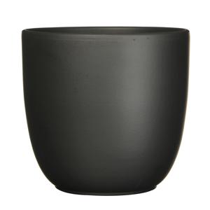 Plantenpot - zwart - keramiek - mat - 25x23 cm