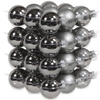 Kleine kerstballen - 36x st - titanium grijs - D4 cm - glas - kerstversiering Kleine kerstballen - 36x st - titanium grijs - D4 cm - glas - kerstversiering