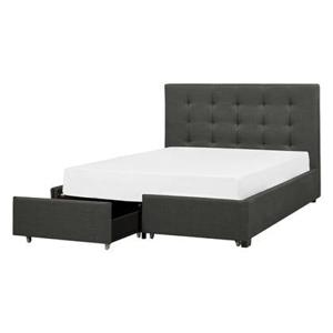 Beliani-ROCHELLE -Bed opbergruimte-Donkergrijs-140x200 cm-Polyester