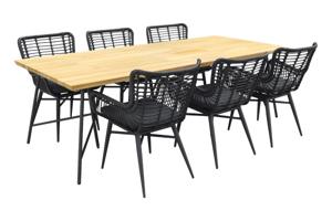 Jasmine - Black / Taste Lano teak 240 cm. - 7-delige tuinset