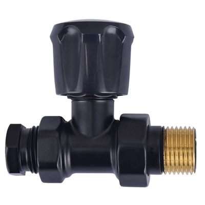 Thermostatisch Radiatorventiel Riko 1/2"x15 mm met Adaptor Recht Vernikkeld Mat Zwart Riko