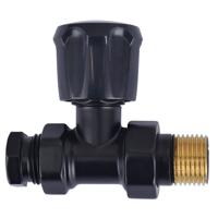 Thermostatisch Radiatorventiel Riko 1/2"x15 mm met Adaptor Recht Vernikkeld Mat Zwart Riko