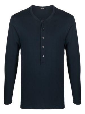 TOM FORD t-shirt à col tunisien - Bleu
