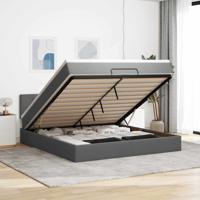 Bed poef met matras en LED's 180x200 cm stof donkergrijs