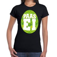 Paasei t-shirt zwart met groen ei voor dames