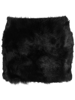 David Koma minijupe texturée en cuir - Noir
