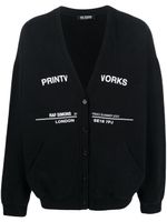 Raf Simons cardigan en polaire à imprimé texte - Noir