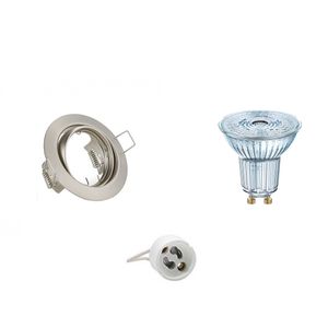 LED Spot Set - LEDVANCE Parathom PAR16 940 36D - GU10 Fitting - Dimbaar - Inbouw Rond - Mat Nikkel - 3.7W - Natuurlijk Wit 4000K - Kantelbaar Ø83mm