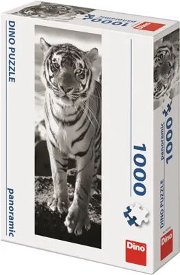 DinoToys Dino panorama puzzel van een witte tijger - 1000 stukjes