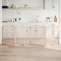 VidaXL Hondenhek inklapbaar met deur 4 panelen 320 cm populierenhout