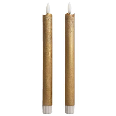 Leen Bakker - LED Dinerkaarsen 25 Cm - 2 Stuks - Paraffine - Goudkleurig