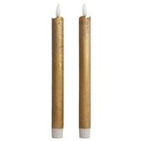 Leen Bakker - LED Dinerkaarsen 25 Cm - 2 Stuks - Paraffine - Goudkleurig