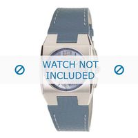 Breil horlogeband 2519750412 Leder Lichtblauw + wit stiksel
