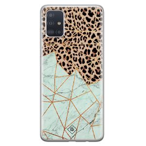 Samsung Galaxy A51 siliconen hoesje - Luipaard marmer mint