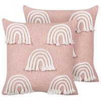 Beliani - LEEA - Sierkussen set van 2 - Roze - 45 x 45 cm - Katoen