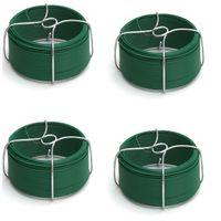 4 rolletjes ijzerdraad / binddraad / wikkeldraden staal groen ommanteld 1,5 mm x 50 m