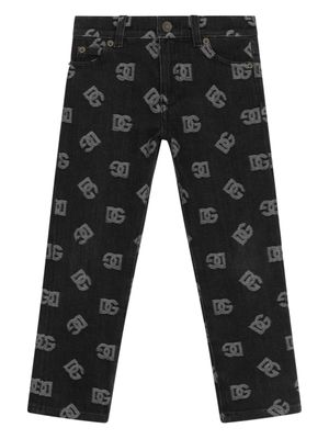 Dolce & Gabbana Kids jean skinny à motif monogrammé - Noir
