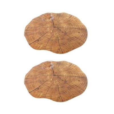Set van 12x stuks ronde placemats boomstam print 38 cm