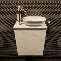 Mondiaz Fowy toiletmeubel 40cm Carrara met blad en waskom talc rechts 1 kraangat