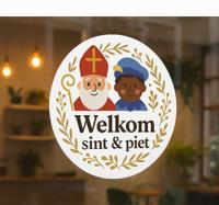 Welkom sint & piet rond etalage sticker