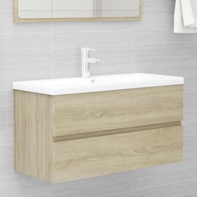 Wastafelkast met ingebouwde wastafel bewerkt hout sonoma eiken